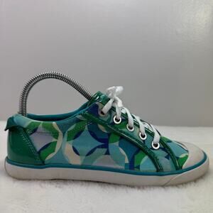 Coach Barrett White/Blue/Green Low‑Top Sneakers Women's Size 7